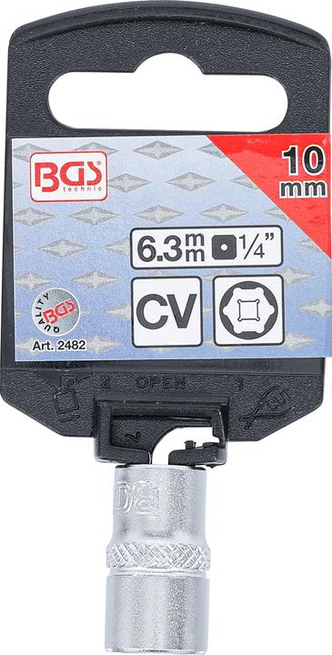 Produktbild BGS Steckschlüssel-Einsatz Sechskant Antrieb Innenvierkant 6,3 mm (1/4") SW 10 mm (10 mm)