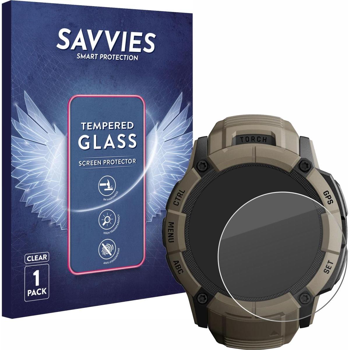 Savvies Panzerglas Displayschutz 9H Schutzglas Glas Klar Transparent, Smartwatch Schutzfolie, Transparent