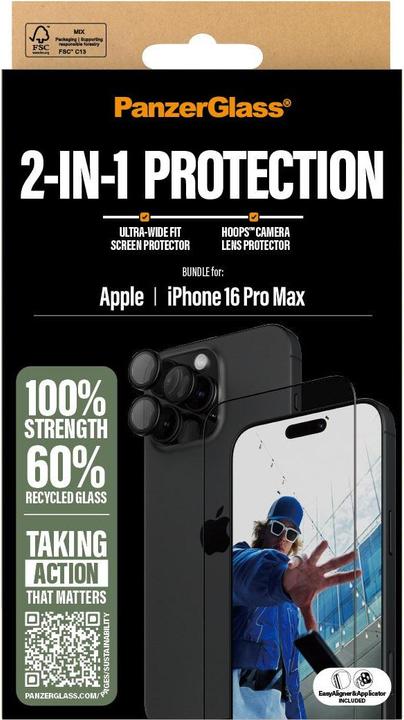 Produktbild PanzerGlass Bundle Clear Glass + Case (1 Stk., Apple iPhone 16 Pro Max)