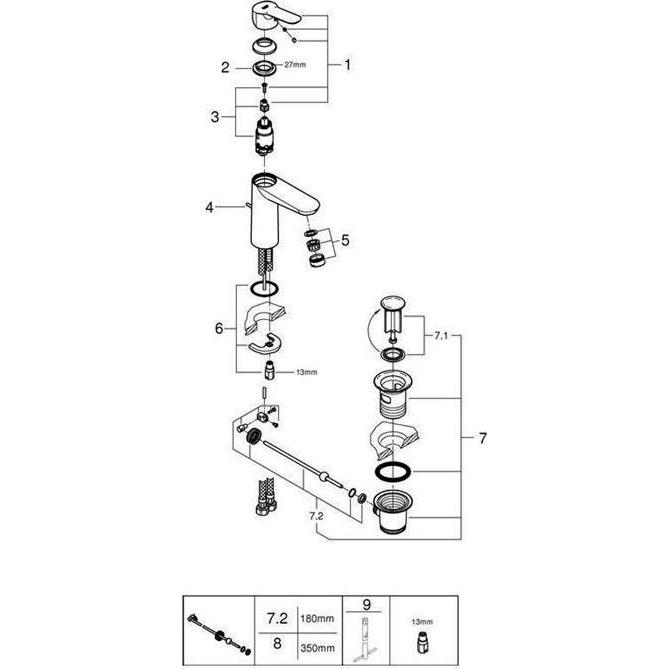 Thumbnail - Grohe, Badarmatur, Einhand-Waschtischbatterie BAUEDGE