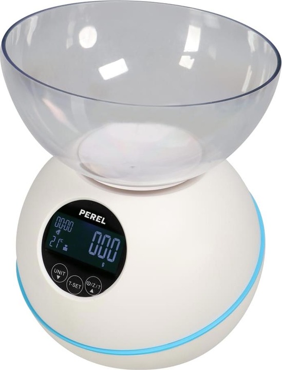 Produktbild Perel DIGITALE KÜCHENWAAGE - 5 kg / 1 g - MIT TEMPERATUR / UHR / ALARM / TIMER