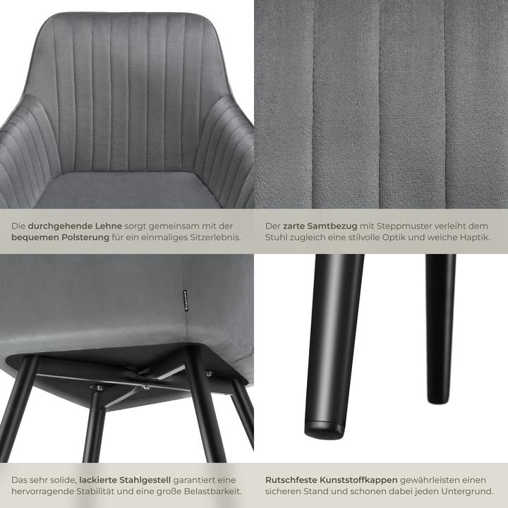 Actual product image tectake Chair Marilyn, Velvet look, quilted