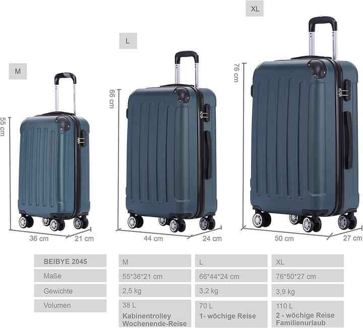 Produktbild Beibye Zwillingsrollen 3tlg Reisekoffer Dunkelgruen
