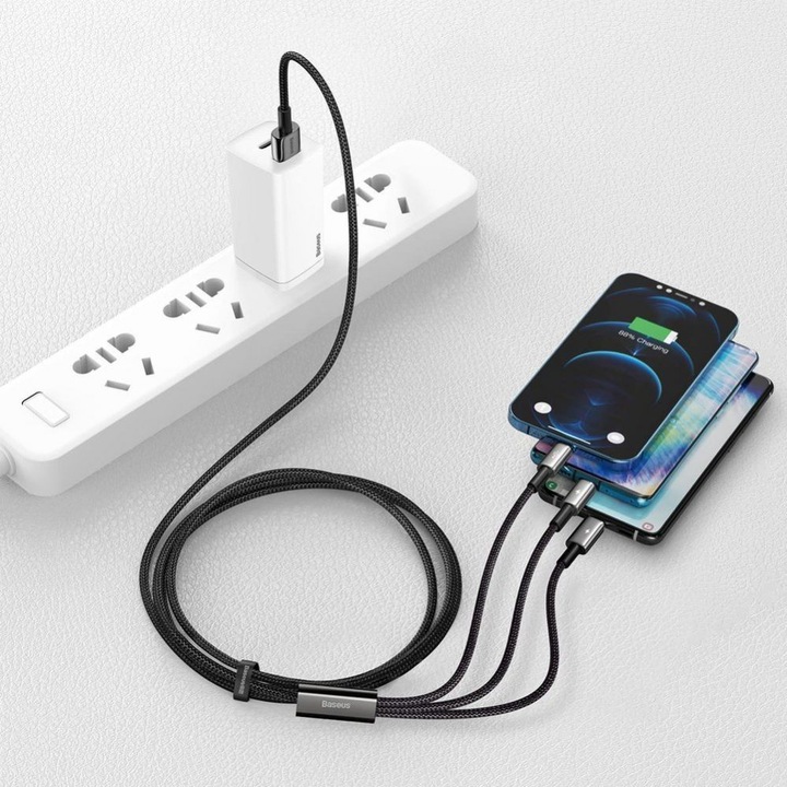 Actual product image Baseus USB A – USB C, Lightning, USB Micro B (1.50 m, USB 2.0)