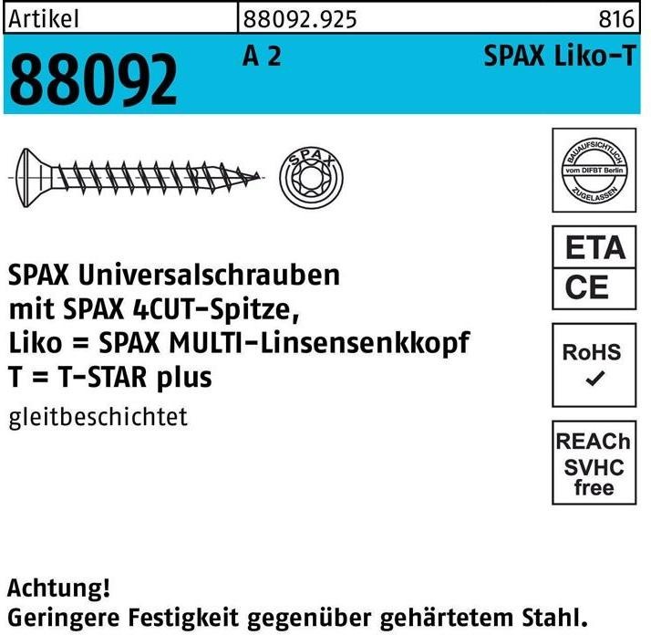 Produktbild Spax Spanplattenschrauben A2 (200 Schrauben pro Stück)