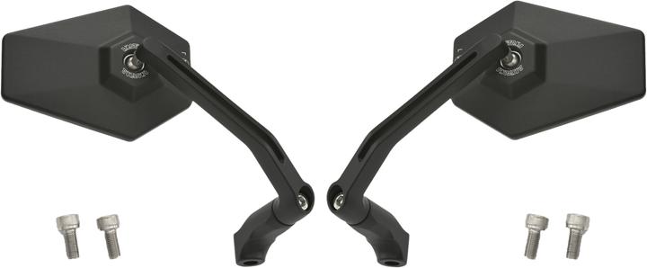 Actual product image Daytona D-Mirror-4 black hexagonal aluminium side mirror