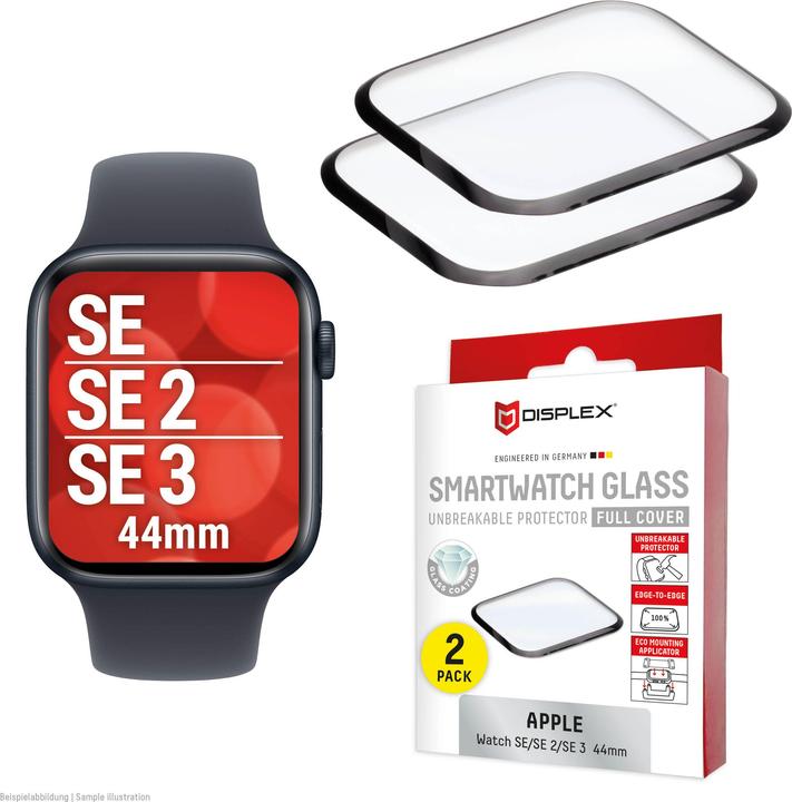 Displex Full Cover Schutzfolie, Full Cover Watch Glass, Doppelpack