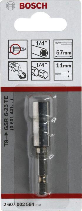 Produktbild Bosch Professional Zubehör Universalhalter, 1/4-Zoll, 57 mm, 11 mm, (in Verbindung mit Tiefenanschlag T9) (Sechskant (hexagonal))