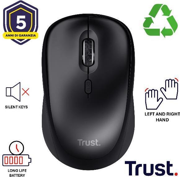Actual product image Trust Computer mouse Datorpele Yvi+ Silent Black (Wireless)