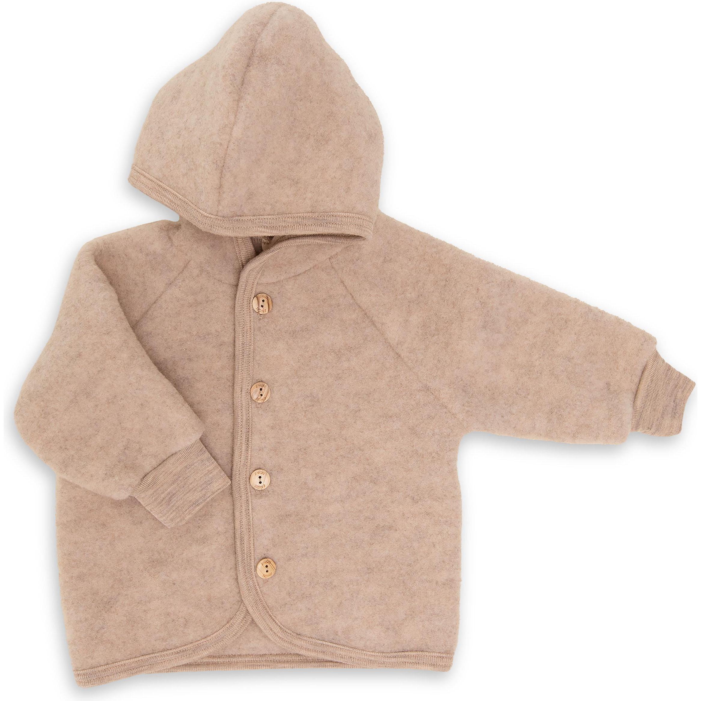 Engel, Unisex, Jacke, Kinder Kapuzenjacke mit Holzknöpfen (50, 51, 52, 53, 54, 55, 56), Beige, 50, 53, 55, 51, 52, 54, 5...