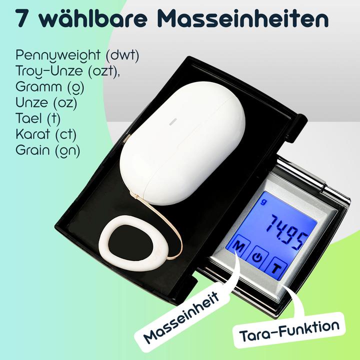 Image du produit Casativo Präzise Digitale Taschen-Feinwaage mit Touch-Display, 500g/0.01g