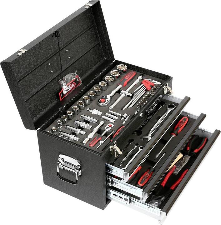 Produktbild KS Tools 1/4" + 1/2" CHROMEplus Universal-Werkzeug-Satz, GEAR, 99 Teile, Flank Traction (32 mm, 19 mm, 6 mm, 12 mm, 24 mm, 14 mm, 22 mm, 16 mm, 23 mm, 10  mm, 21 mm, 18 mm, 27 mm, 7 mm, 31 mm, 17 mm, 11 mm, 5 mm, 15 mm, 26 mm, 30 mm, 8 mm, 28 mm, 9 mm, 29 mm, 13 mm, 20 mm, 25 mm, 4 mm)