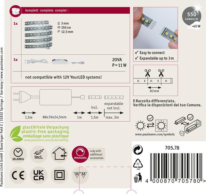 Actual product image Paulmann MaxLED (Daylight, 150 cm, Indoor)