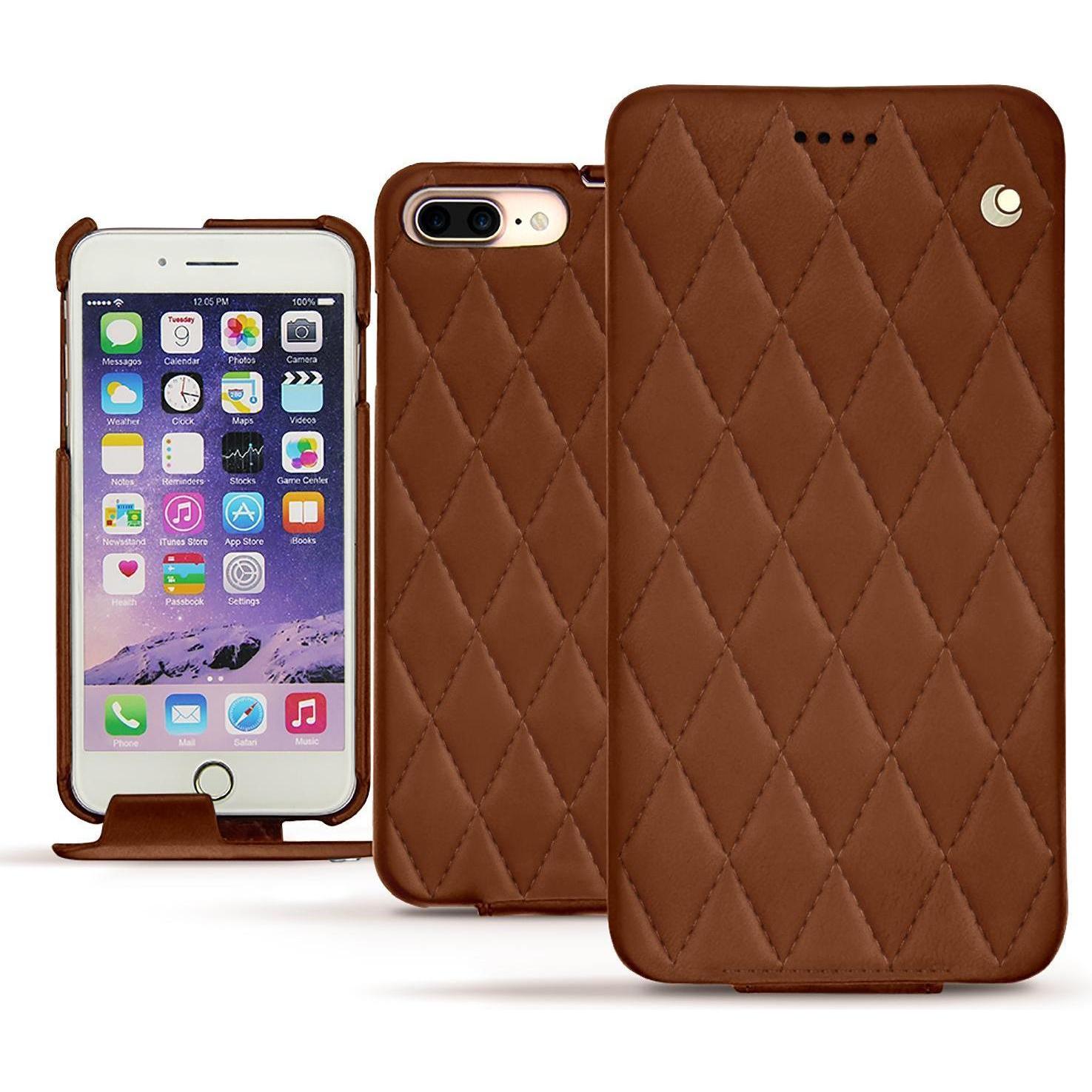 Noreve Lederschutzhülle vertikal (Apple iPhone 7 Plus), Smartphone Hülle, Braun