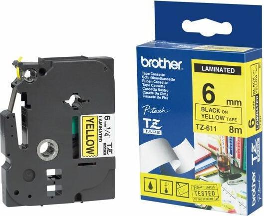 Produktbild Brother TZ611 Laminiertes Band (0.60 cm, Gelb, Schwarz)