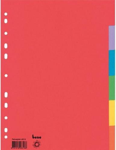 Bene Ordnerregister Vollformat blanko farbsortiert 6-teilig, 1 Satz