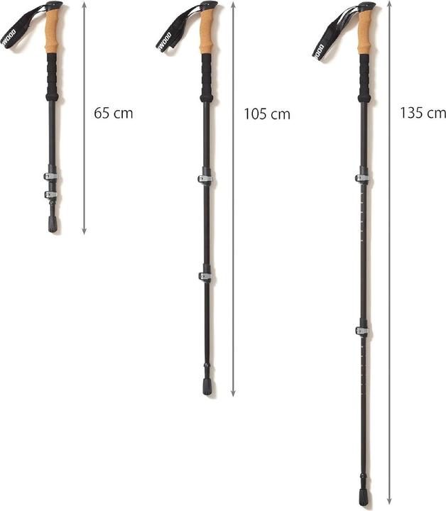 Steinwood Premium Wanderstöcke Aluminium - Trekkingstöcke - leicht, verstellbar mit Teleskop und K… (135 cm)