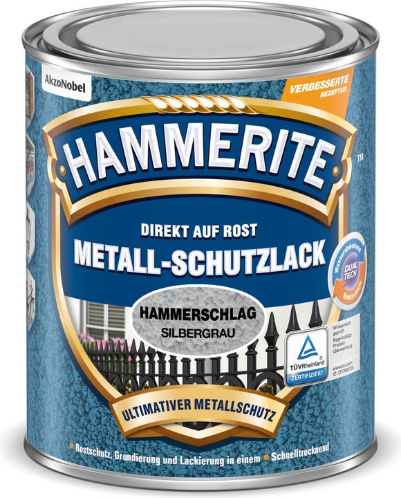 Hammerite Hammerschlaglack Effektlack Silbergrau 2,5 l (2500 ml, Silbergrau)
