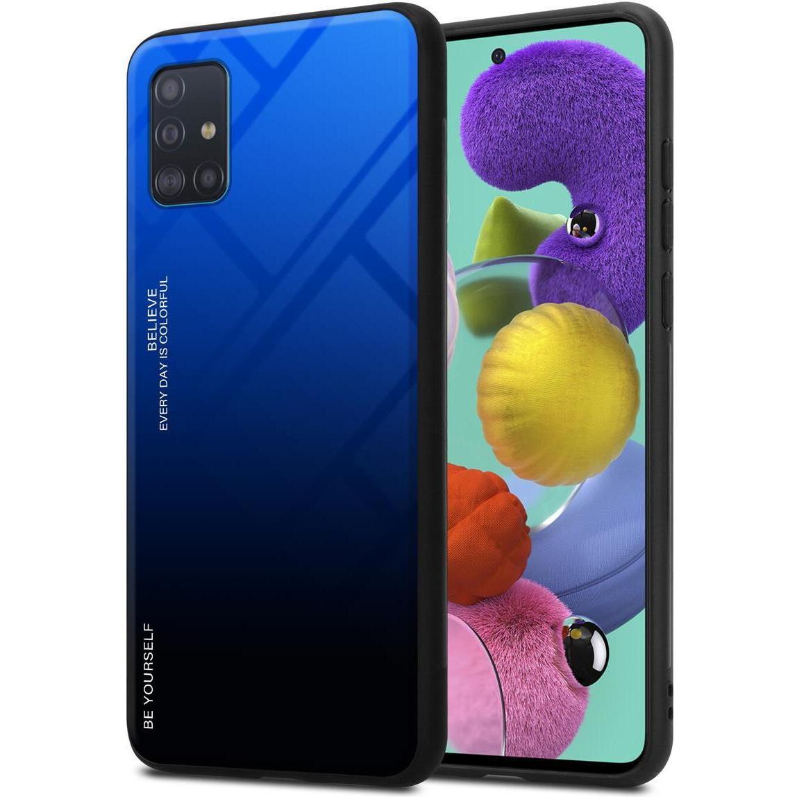 Cadorabo TPU 2 Farben Glas Cover (Samsung Galaxy M40s), Smartphone Hülle, Schwarz