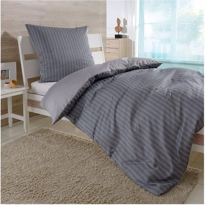 BettwarenShop Eversatin Slate (Bedding set, 200 x 200 cm, 80 x 80 cm)