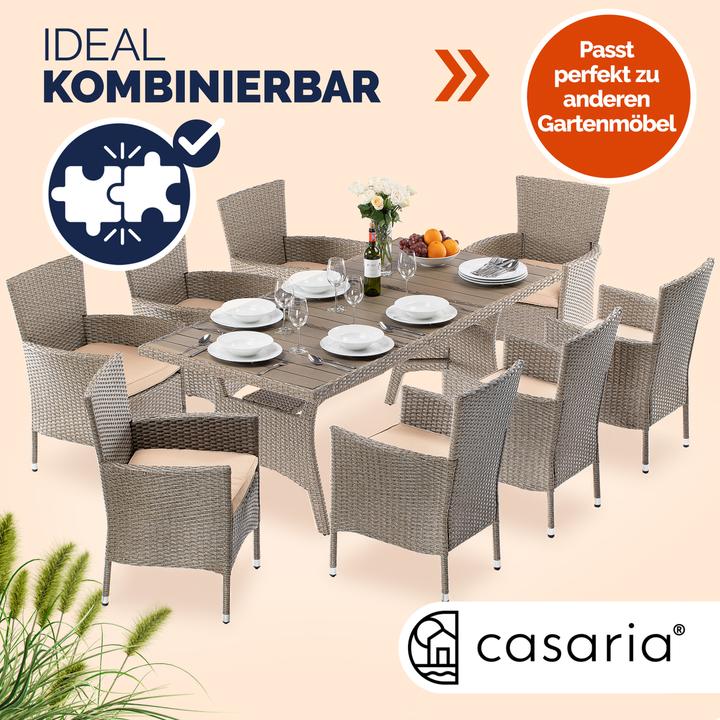 Produktbild Casaria Polyrattan Gartentisch WPC (190 x 90 x 75 cm)