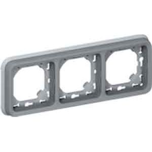 Legrand, Zubehör Schalterprogramm, Plexo55 Modular Feuchtraum Abdeckrahmen 3-fach waagerecht Feuchtraum Aufputz grau 069...