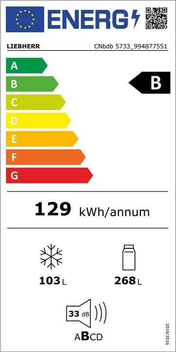 Energy Label Liebherr CNbdb5733-20 (371 l)