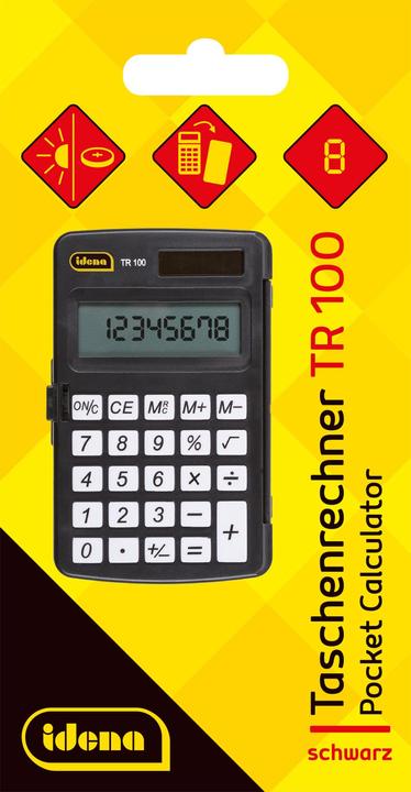 Actual product image Idena Pocket calculator TR100 solar black 8-digit display (Solar cells)