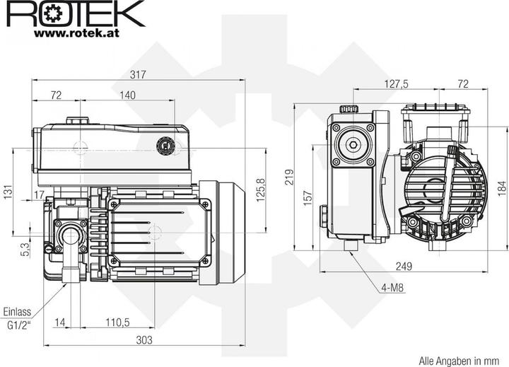 Rotek - PM-VPV-20cbm-0.9kW-115V-H Vakuumpumpe 20cbm/h