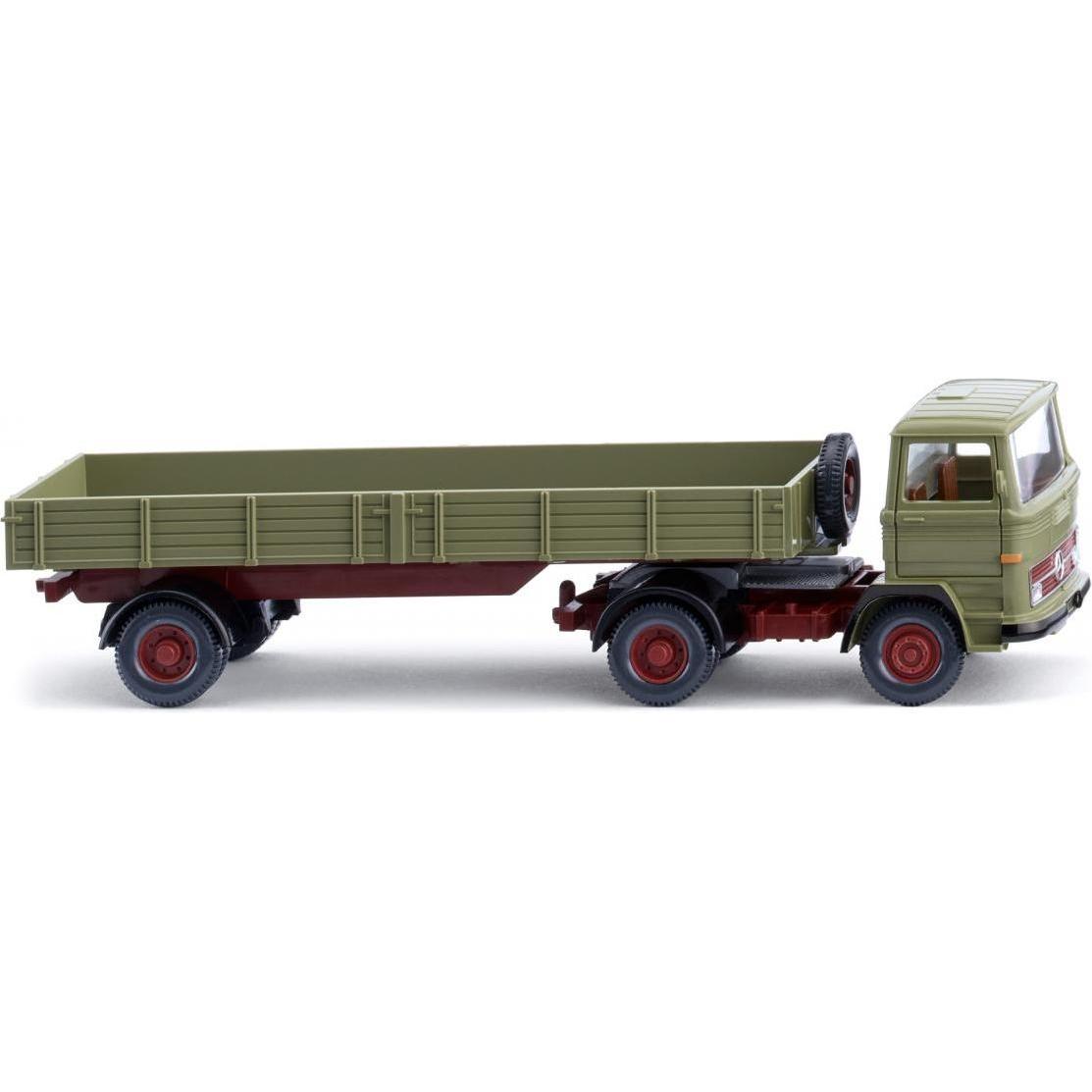 Wiking 051003 H0 LKW Modell Mercedes Benz Pritschensattelzug, schilfgrün
