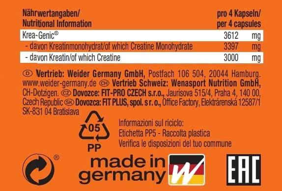 Image du produit Weider Maximum Krea-Genic (1 pièce(s), Capsules, 230 g)