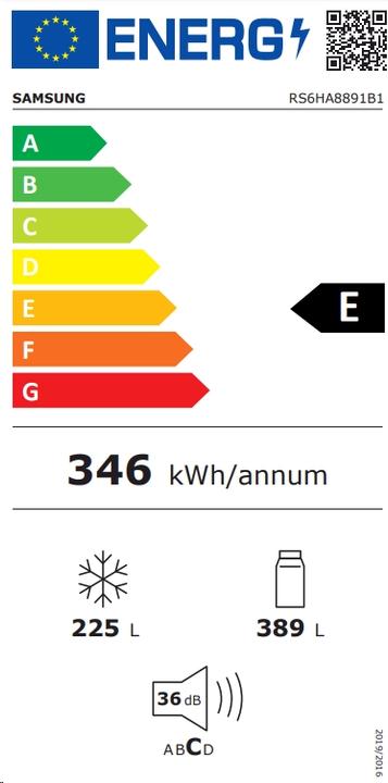 Label énergétique Samsung RS6HA8891B1 (614 l)