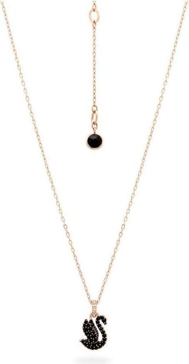 Actual product image Swarovski Iconic Swan Necklace Swan Small Black Rose Gold (Swarovski metal with Swarovski crystals, 38 - 43 cm)