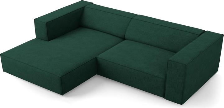Actual product image Cosmopolitan Design Left Corner Sofa, "Arendal", 3 Seats, Bottle Green, 224x166x70 Made in Europe (3-seater, Corner sofa)