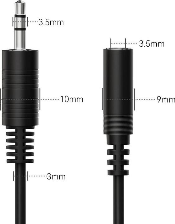 Image du produit HDgear Audio-Kabel 3.5 mm Klinke - Klinke 3.5 mm, female 0.5 m (0.50 m, Câble AUX)