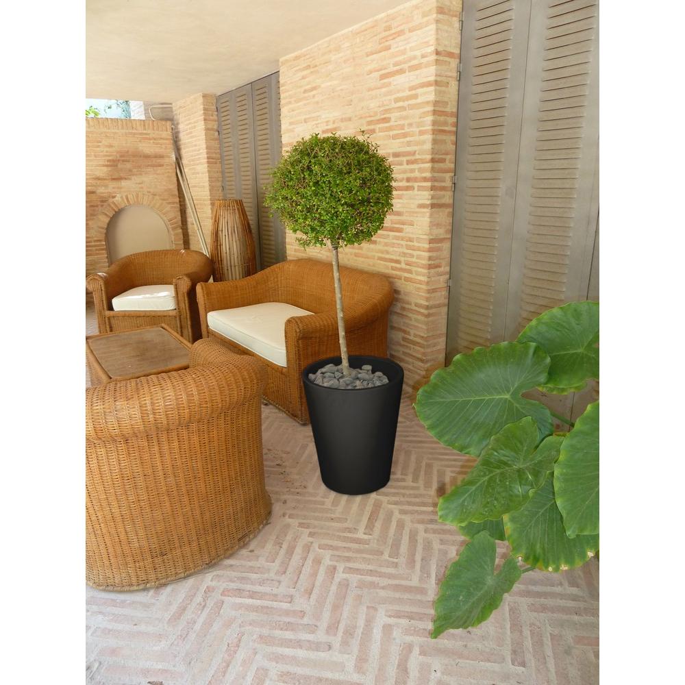 Thumbnail - Newgarden, Gartenbeleuchtung, GERBERA 50 Rustica Pflanzkübel XXL gross rund, hoch ø50x59cm schwarz 73L mit Wasserspeiche...