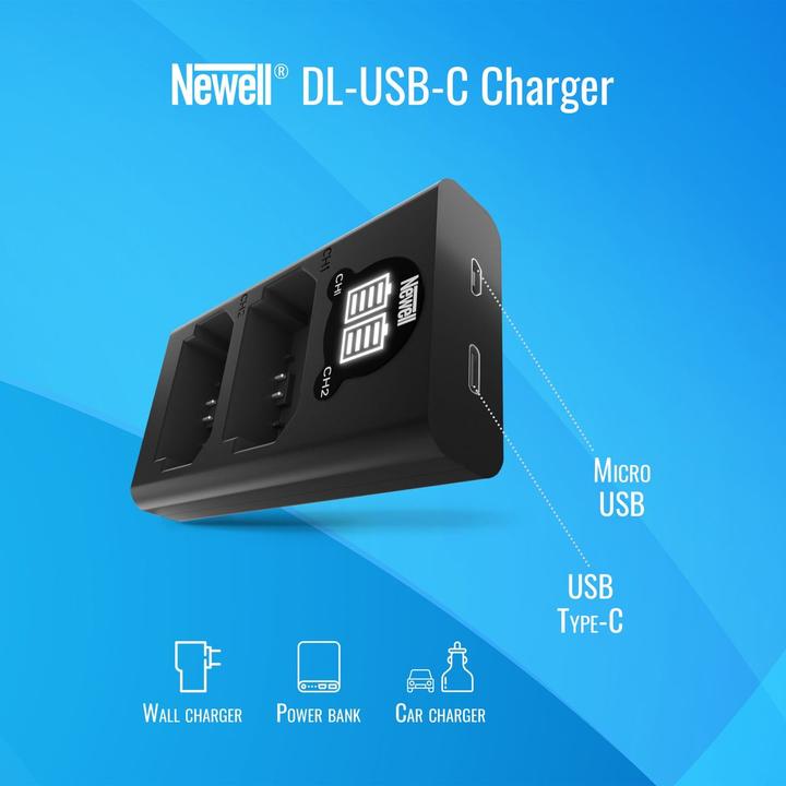 Image du produit Newell battery DL-USB-C DMW-BLK22 Dual Channel Charger for Panasonic LUMIX S5, GH5, G9, GH5S (Chargeur de batterie d'appareil photo)