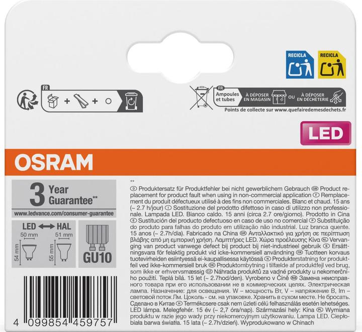 Actual product image Osram LED Leuchtmittel LED STAR PAR16 3.7W 827 GU10 Warm weiss 4099854459757 (GU10, 350 lm, 6x)