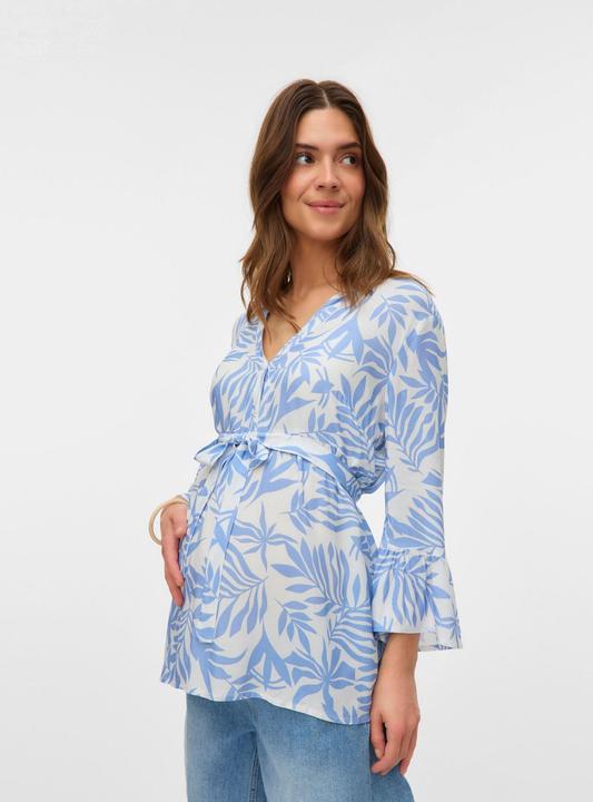 Produktbild Mamalicious Locker geschnitten V-Ausschnitt Ärmelbündchen mit Rüschen Weite Ärmel Top Bluse (L)