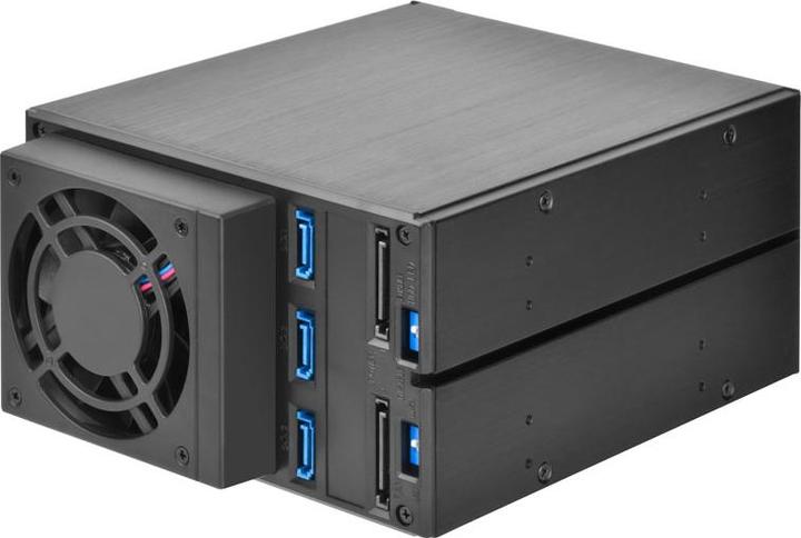 Productafbeelding Silverstone SST-FS303-12G - 3 Bay Aluminium Trayless Hot Swap Mobile Rack Backplane met ventilator en loc (3.5")