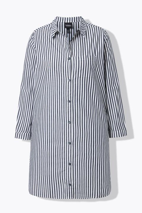 Immagine prodotto Ulla Popken Camicia dal taglio svasato con righe, collo da camicia e maniche lunghe (54)