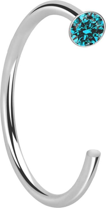 Immagine prodotto Star Piercing Nasenring offen silber Kristall aqua (senza ottone, Argento 925)