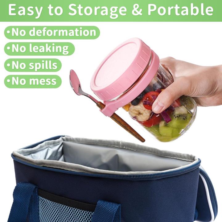 Produktbild Collazoey 4er-Set Müslibecher mit Deckel und Löffel