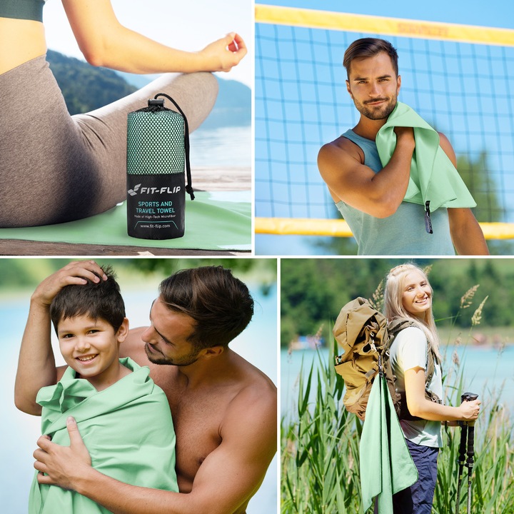 Actual product image Fit-Flip Mikrofaser Handtuch schnelltrocknend mit Tasche 40x80cm (40 x 80 cm)