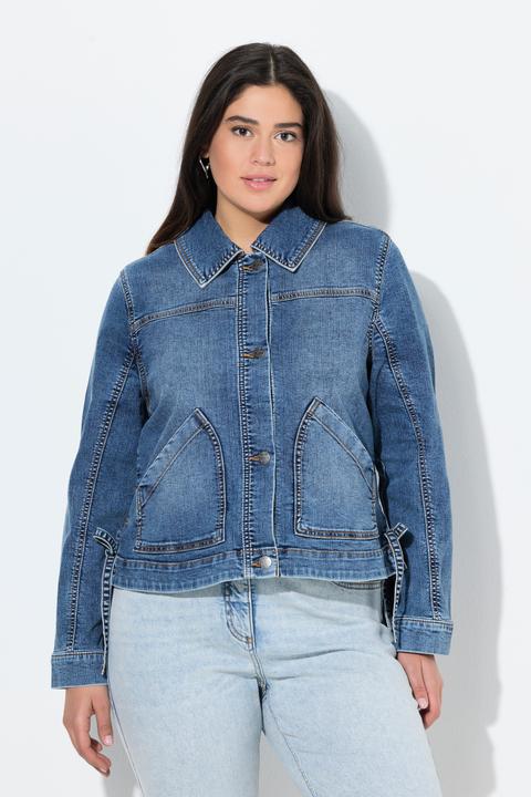 Produktbild Ulla Popken Jeansjacke, Rückendruck, Oversized, Hemdkragen (58)