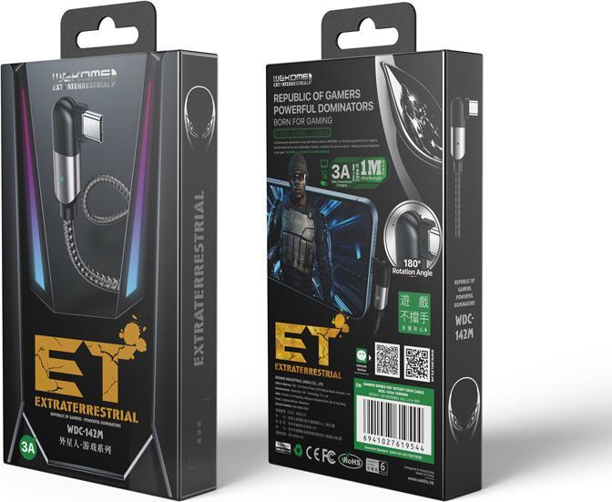 Produktbild Wekome WDC-142 Game Series – USB-A auf Micro USB 3A Gaming-Kabel, 180° Drehung, 1 m (trüb) (1 m)