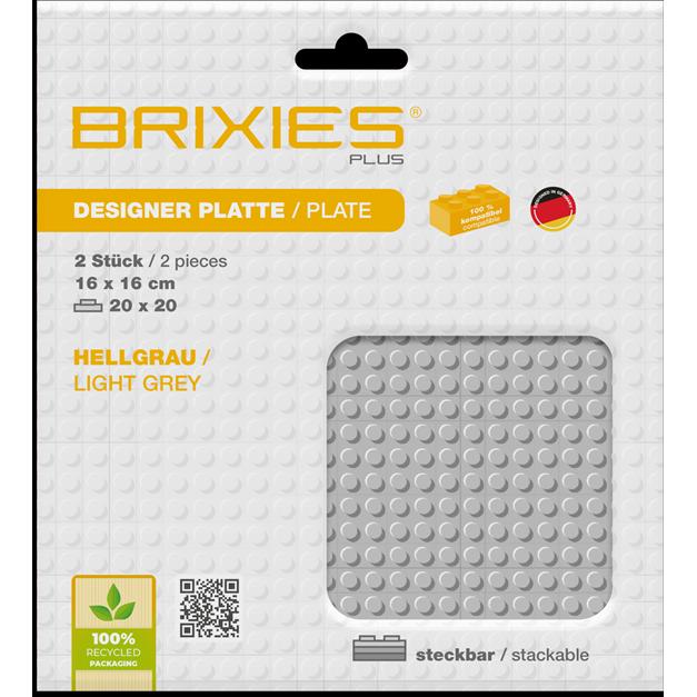 Thumbnail - Brixies Bauplatte 20x20 Basic Doppelpack hellgrau
