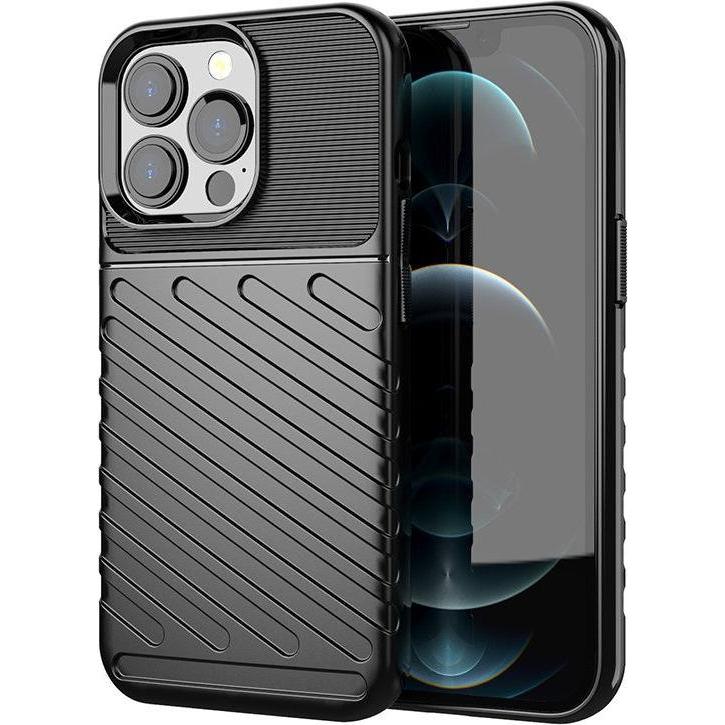 Hurtel Thunder Case Flexible Tough Rugged Cover TPU Case for iPhone 13 Pro black (Apple iPhone 13 Pro), Smartphone Hülle...