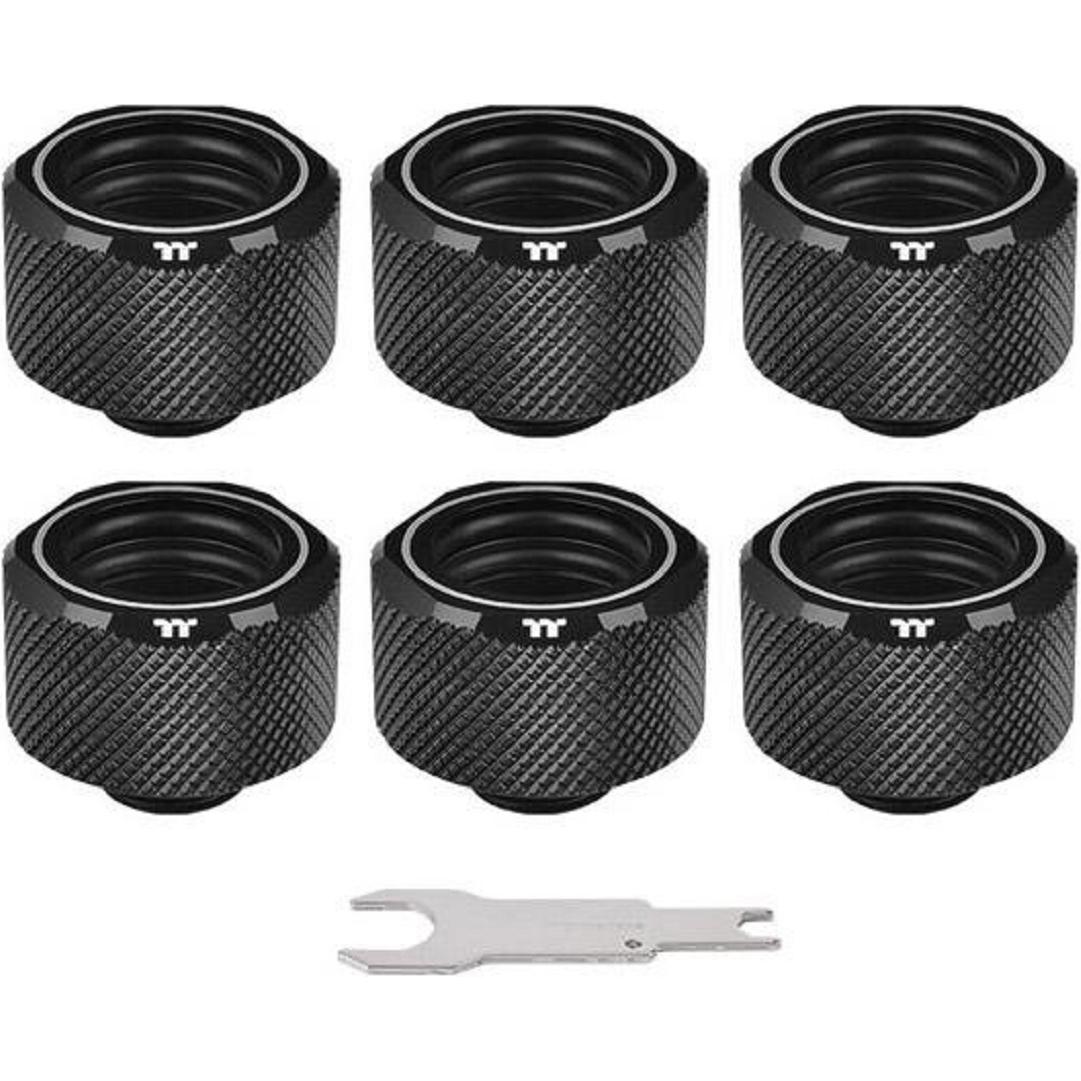 Thermaltake Pacific C-Pro Rohranschluss G1/4 Zoll auf 16mm 6er-Pack, Wasserkühlung Anschluss, Schwarz