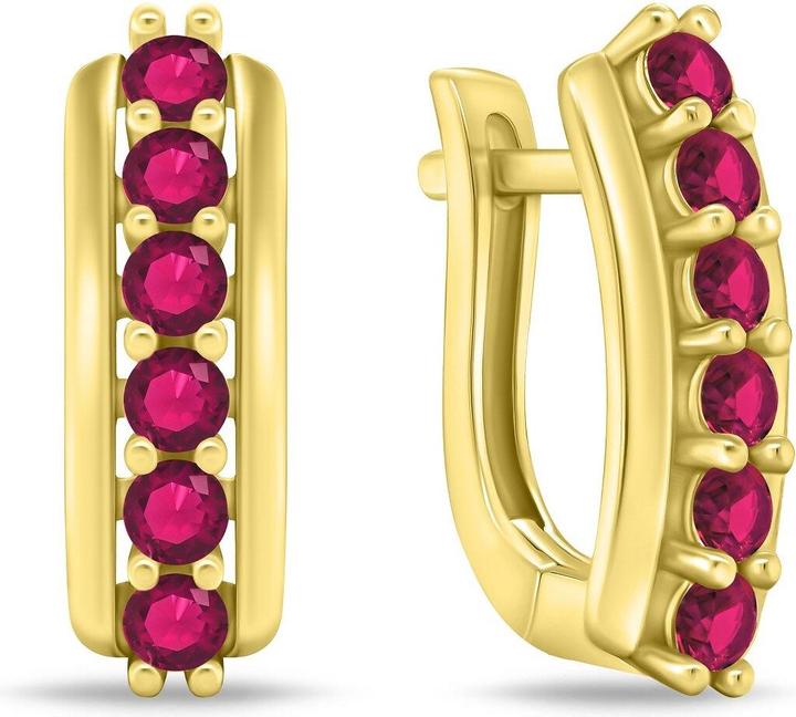 Produktbild Brilio Silver - Stunning gold plated earrings with fuchsia zircons EA543YR